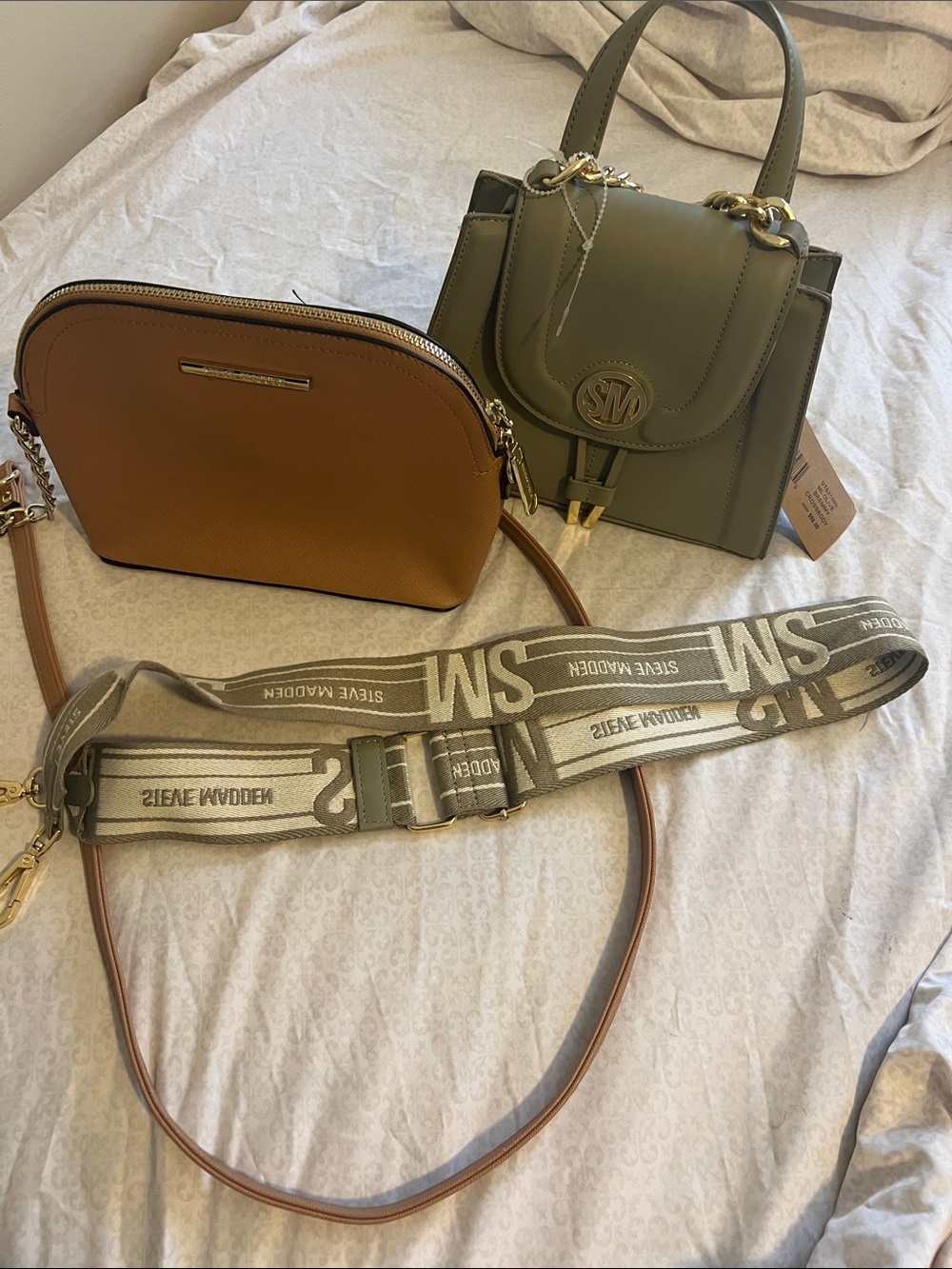 Steve Madden Olive Green Top-Handle Crossbody with Gold Hardware